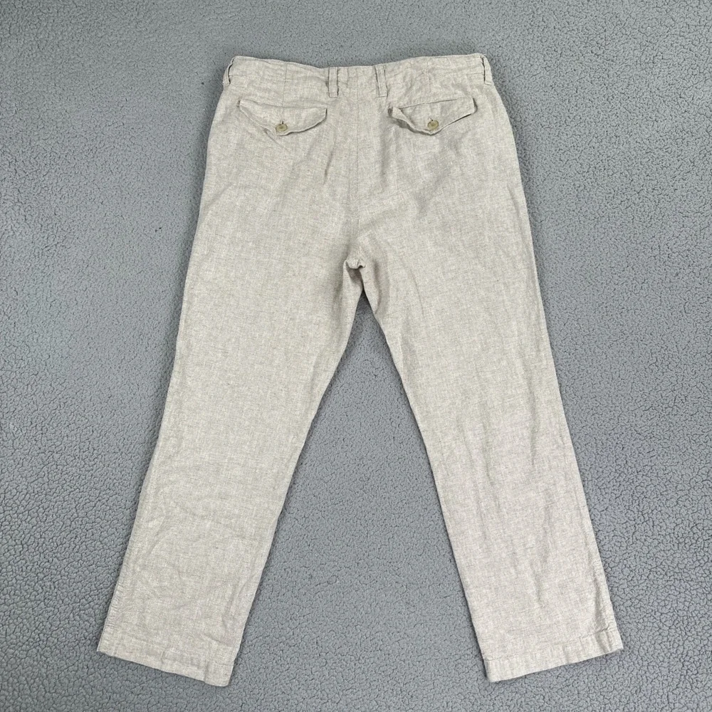 Banana Republic Linen Cotton Pants Men 34x30 Beige Khaki Flap Pocket Breathable